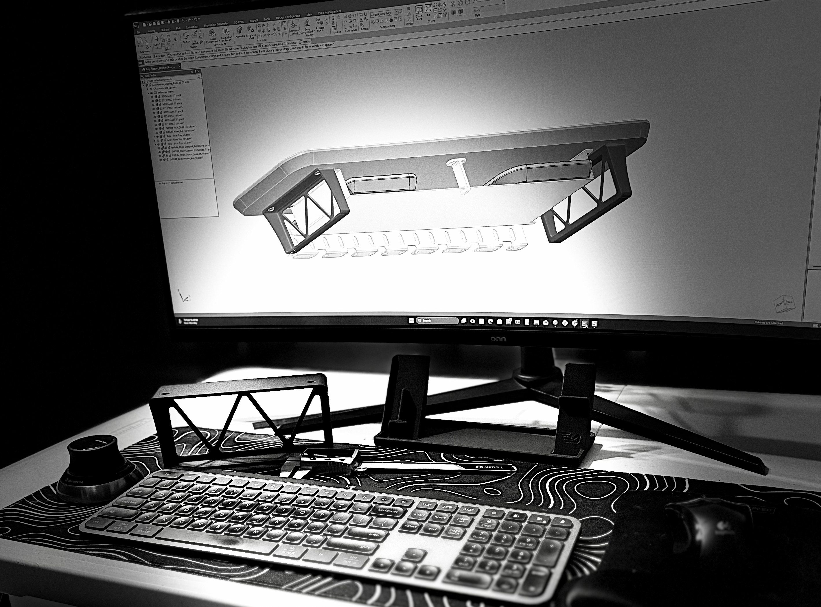 Engineered Modern desk CAD concept render